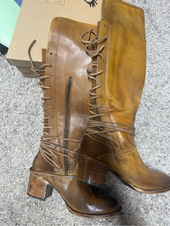 Freebird by Steven Shoes - Freebird by Steven Tan Brown Leather Lace-Up Mid-Calf Boots